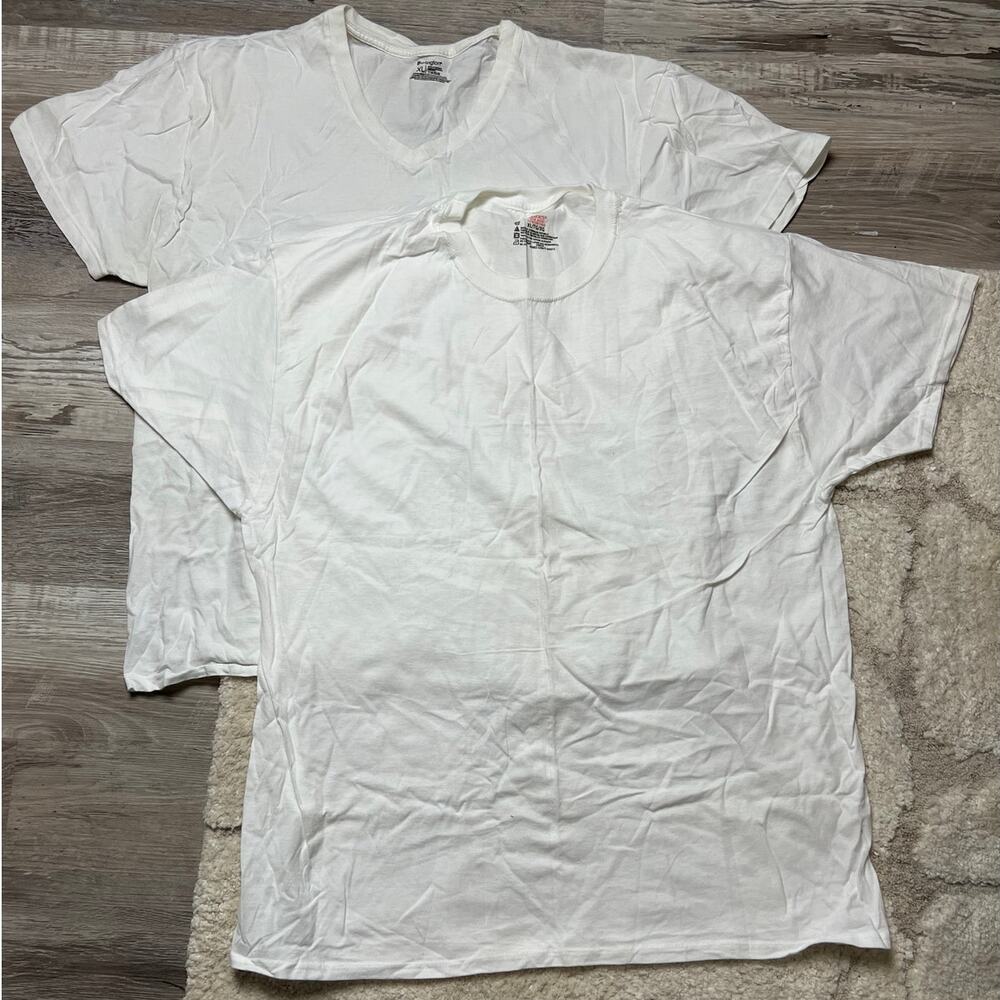 All White Tee Bundle Men's XL Hanes & Burlington Cotton minimalist Bundle